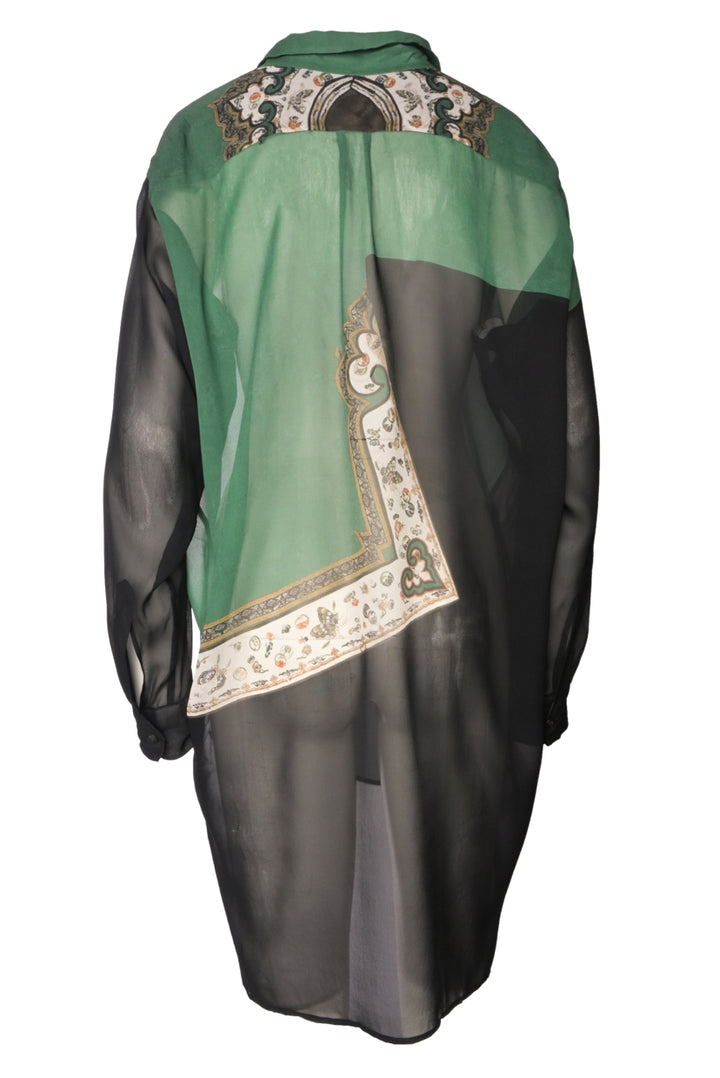 Dries Van Noten Size M Oversized Sheer Printed Silk Blouse