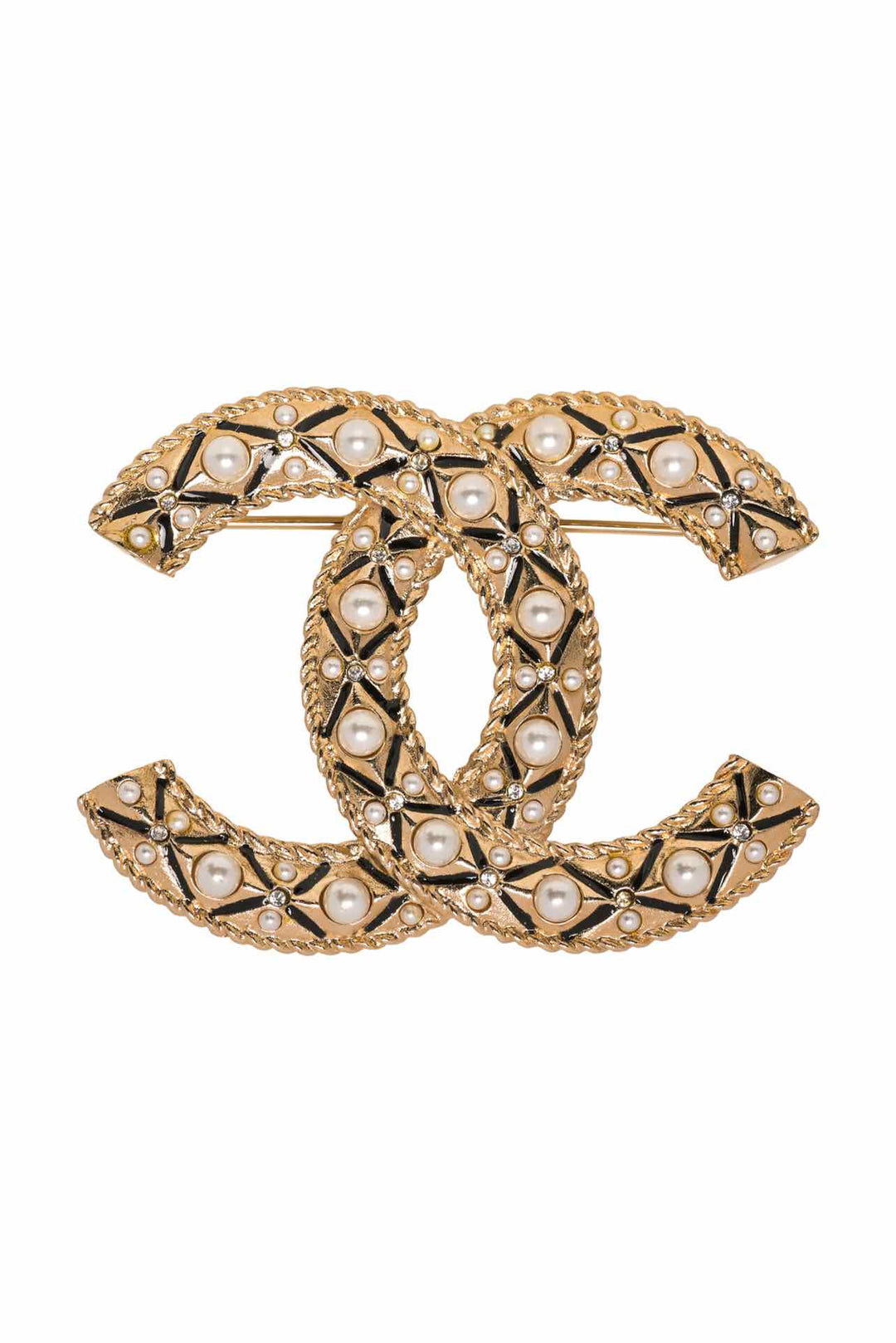 Chanel 2019 CC Faux Pearl & Crystal Brooch