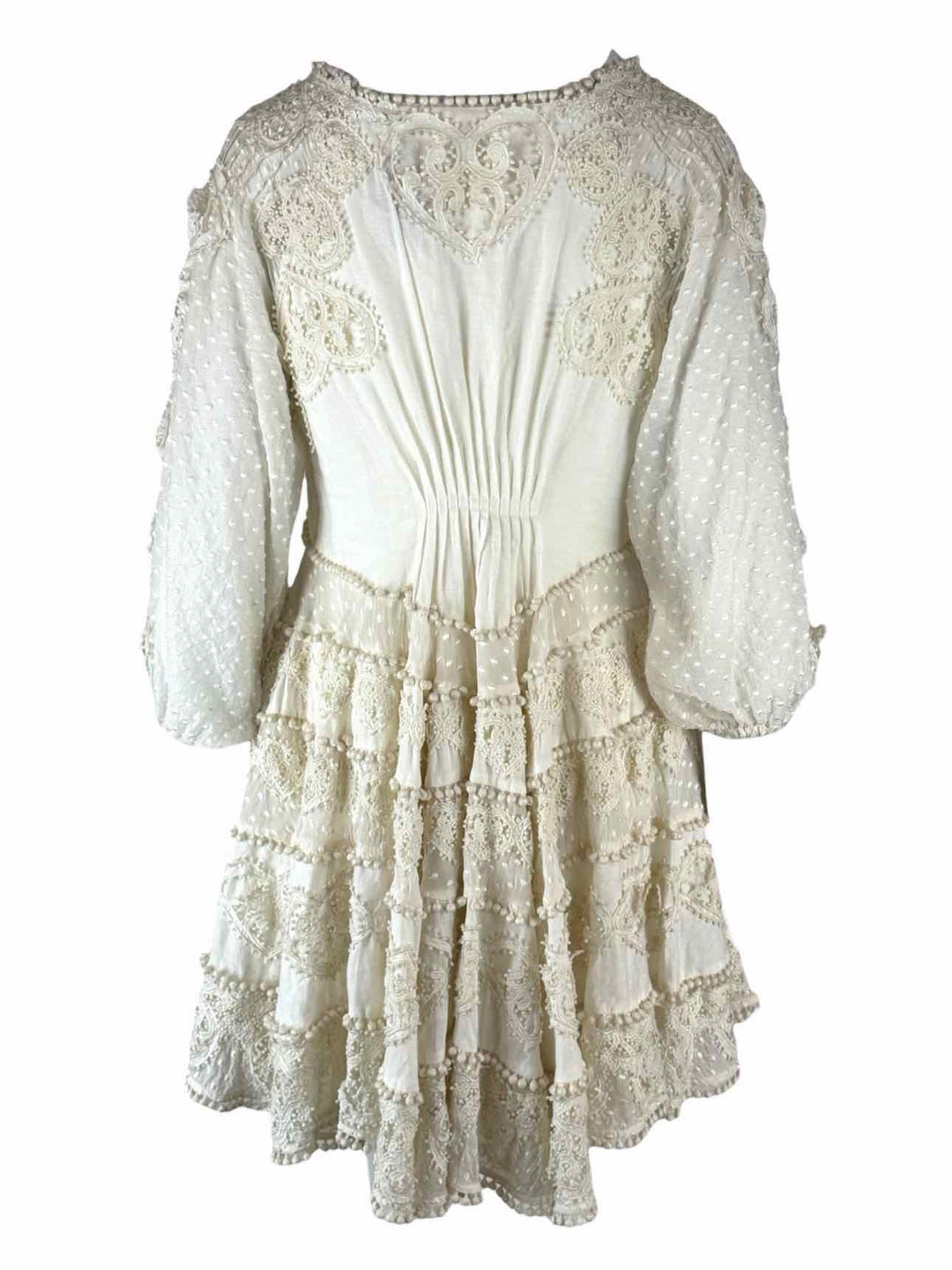 Zimmermann Size 2 Painted Heart Lace Embroidered Cotton, Silk & Linen Sun Dress