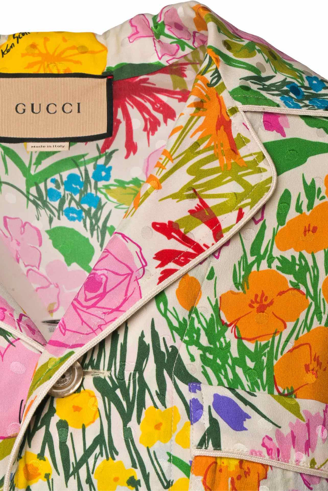 Gucci x Ken Scott Size S Floral Silk Twill Overshirt