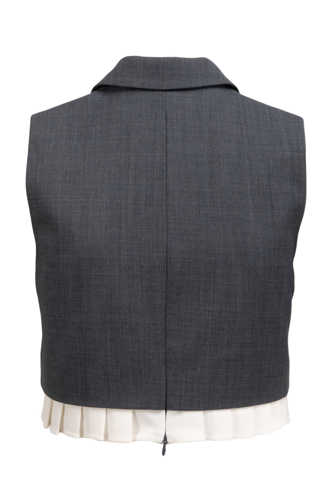 Shushu/Tong Size 6 Pleated Hem Round Collar Short Tops