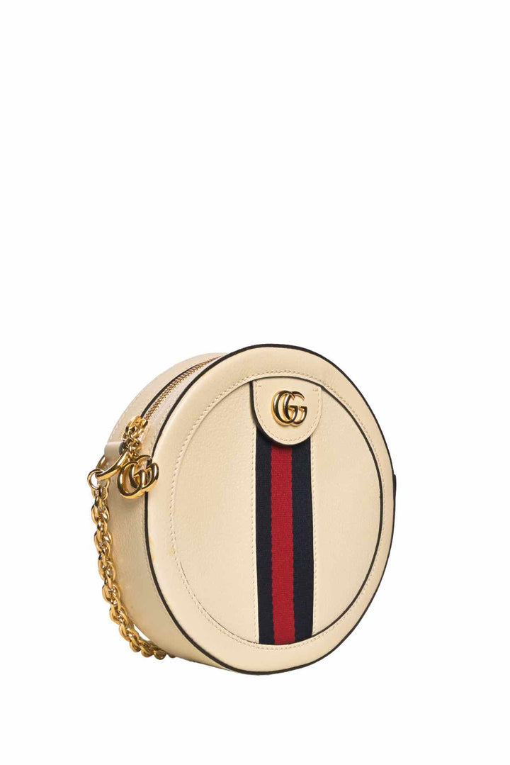 Gucci Calfskin Web Mini Round Ophidia Crossbody Bag