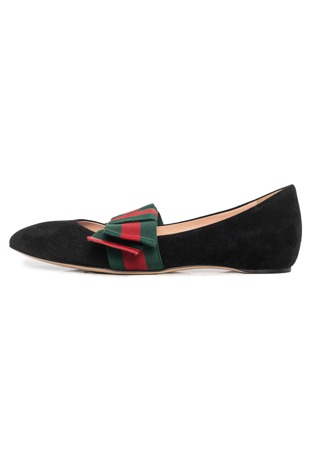 Gucci Size 35.5 Suede Web Bow Flats