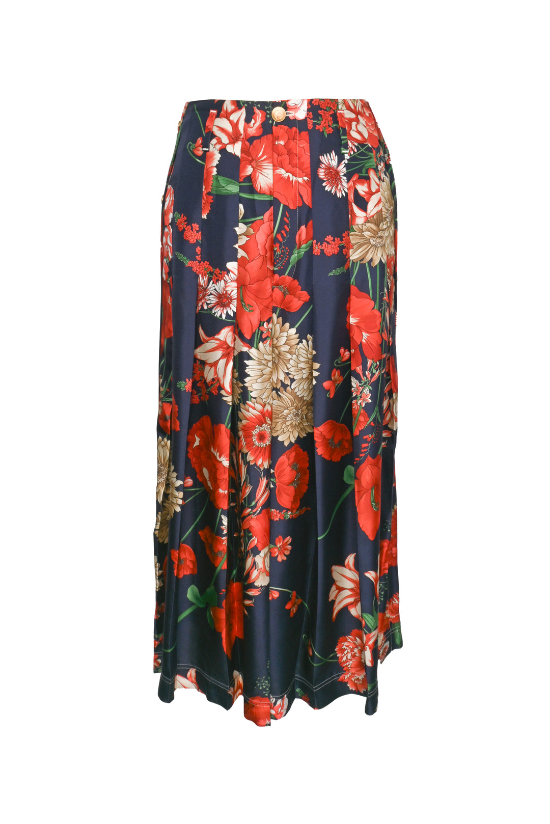 Gucci Size 38 2018 Floral Silk Pleated Capris