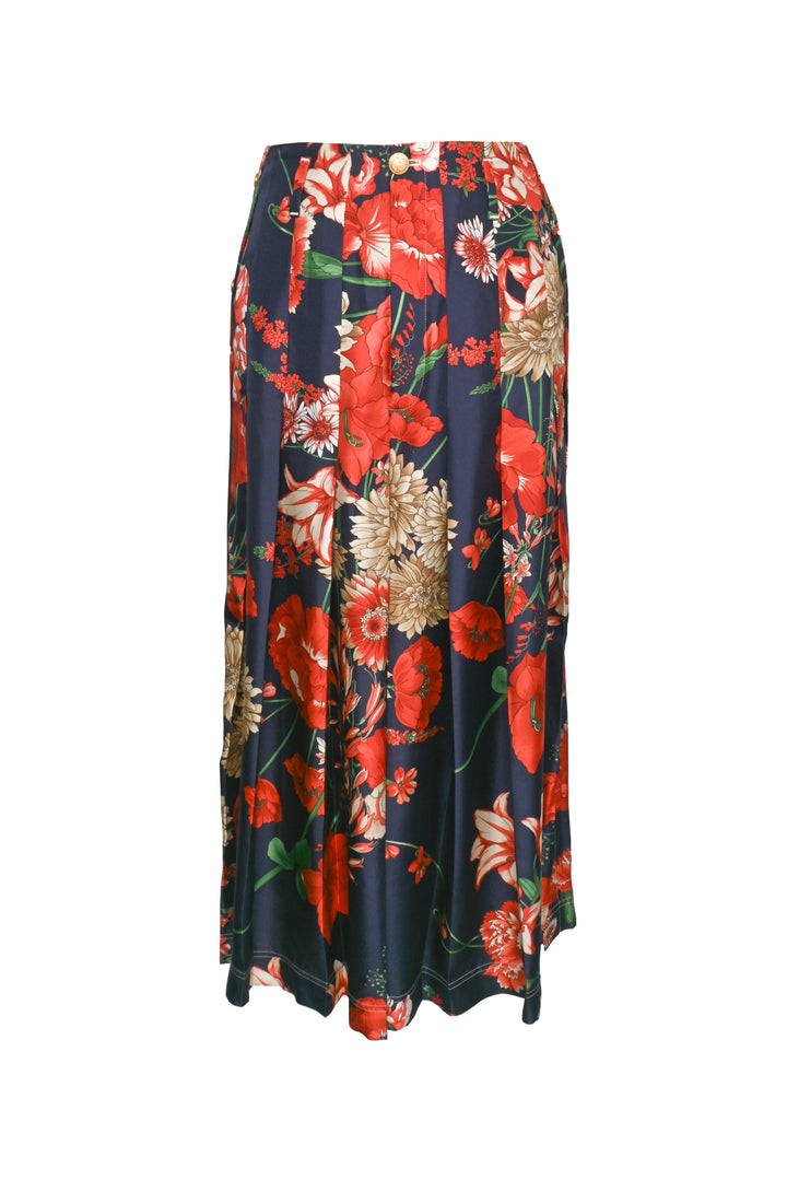 Gucci Size 38 2018 Floral Silk Pleated Capris