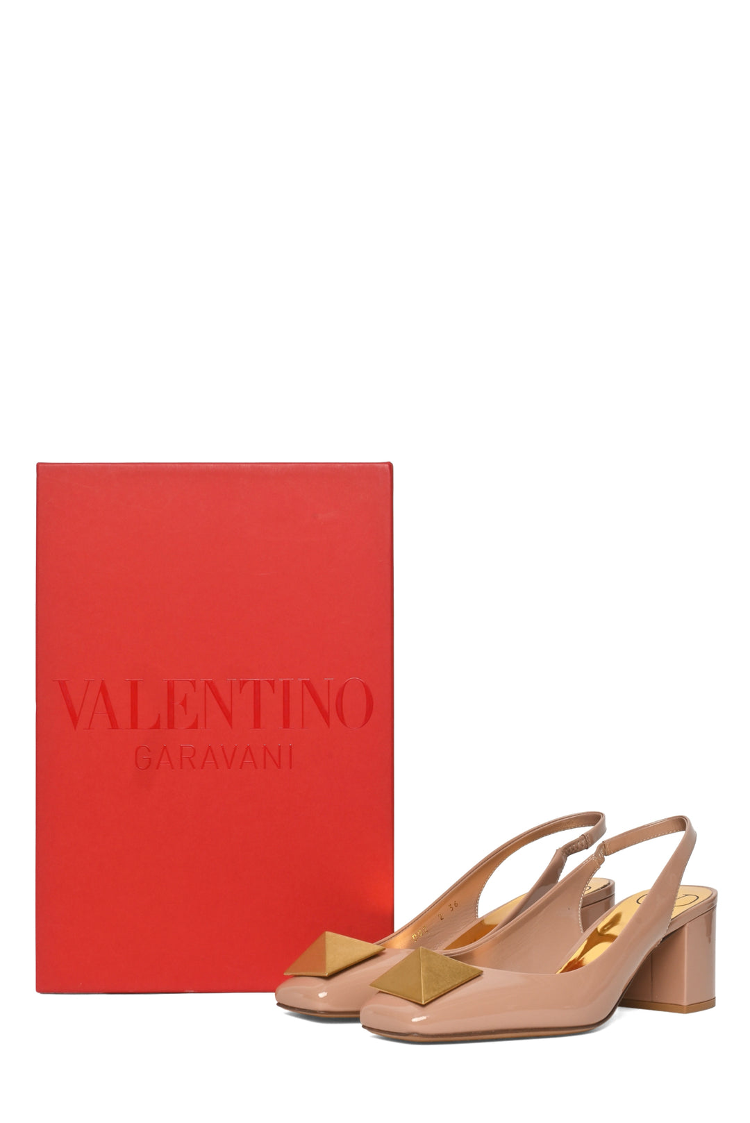 Valentino Size 36 One Stud Patent Leather Slingback Pumps