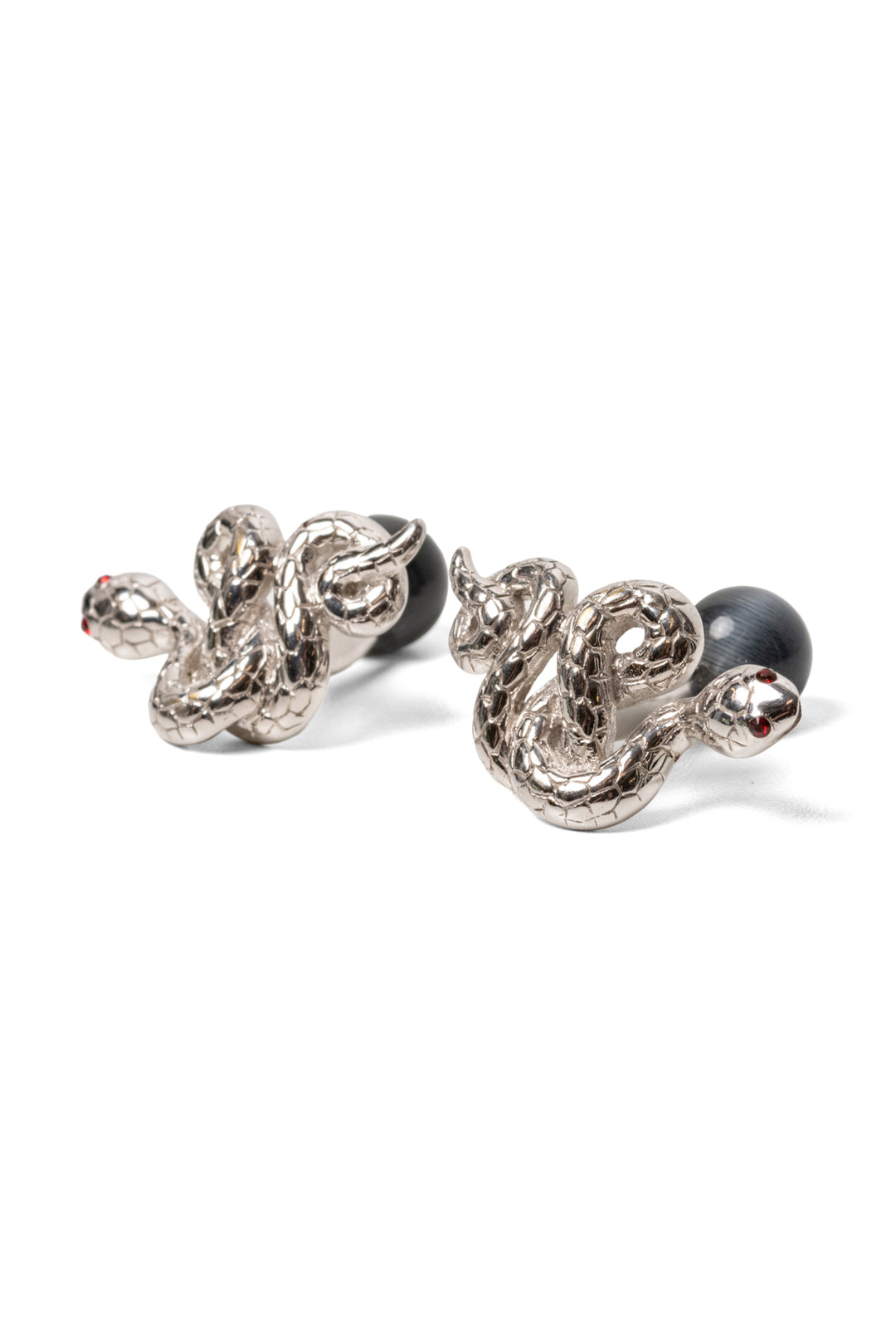 Tateossian Rhodium-Plated Snake Cufflinks