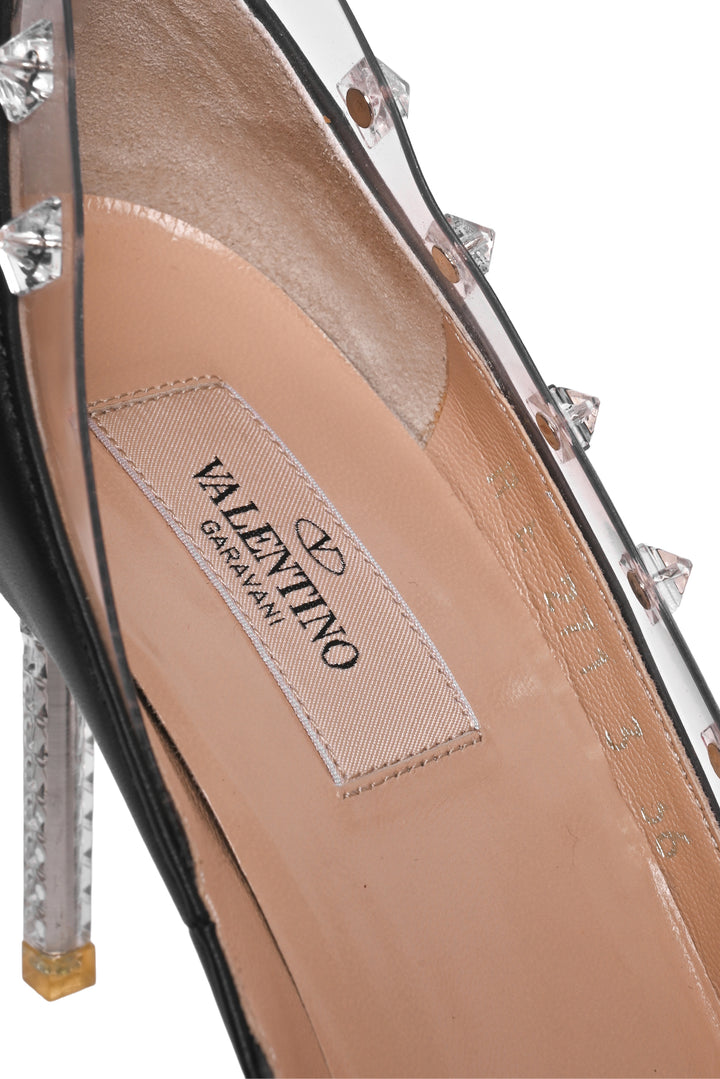 Valentino Size 36 Rockstud Leather & PVC Naked Pumps