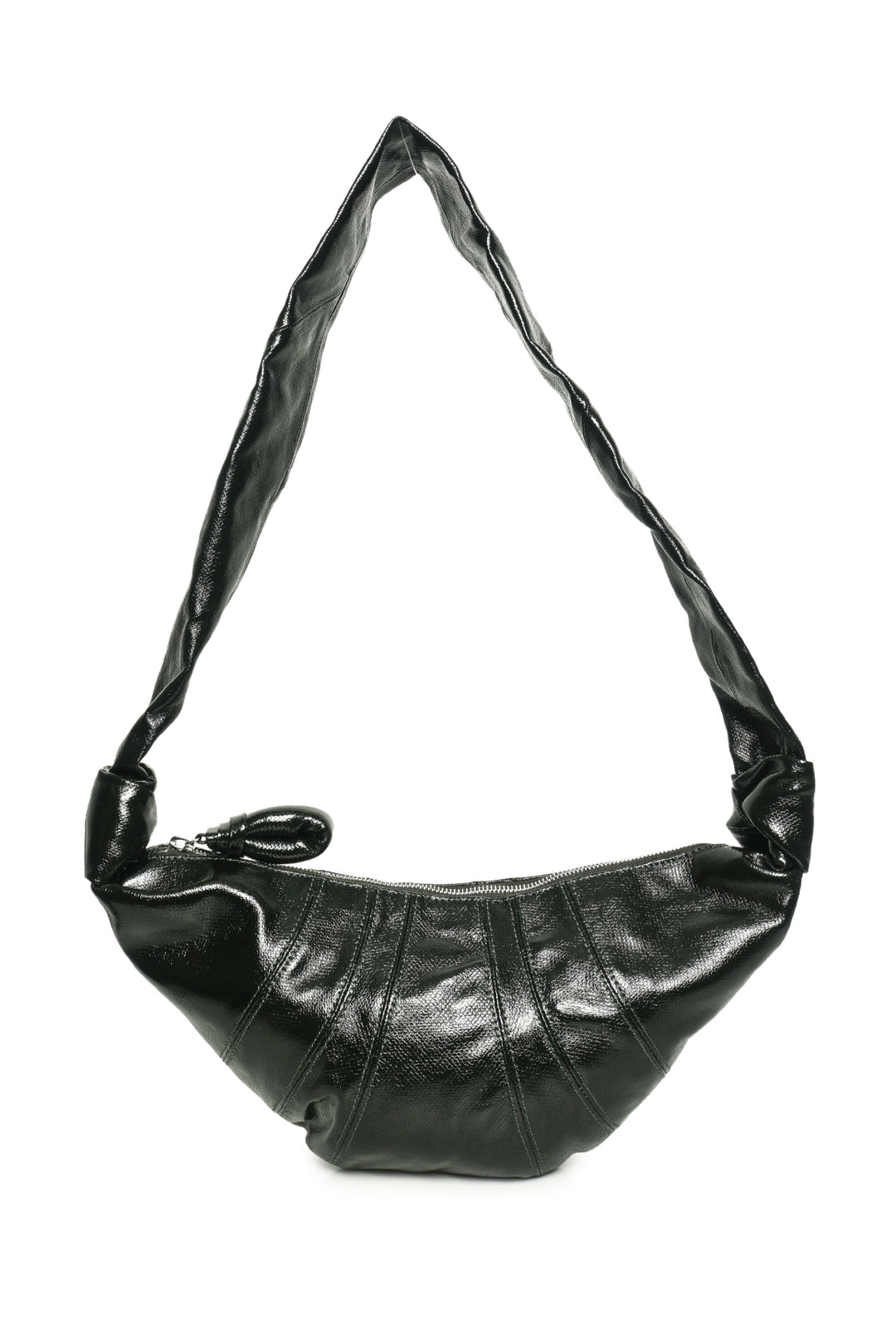 Lemaire Dark Forest Green Small Coated Canvas Croissant Crossbody Bag