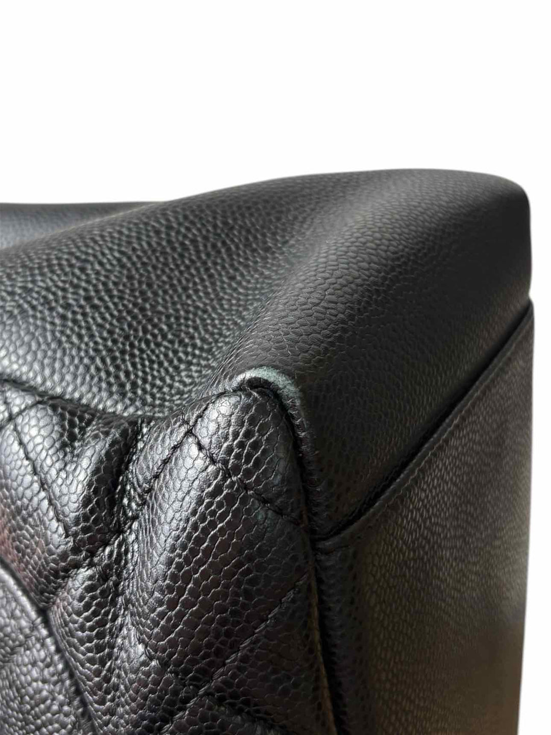 Chanel Black Caviar Quilted Leather Grand Shopping Tote Purse