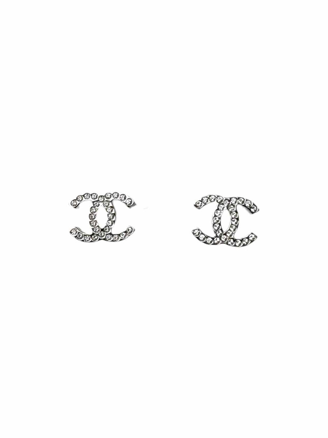 Chanel CC Crystal Logo Stud  Earrings