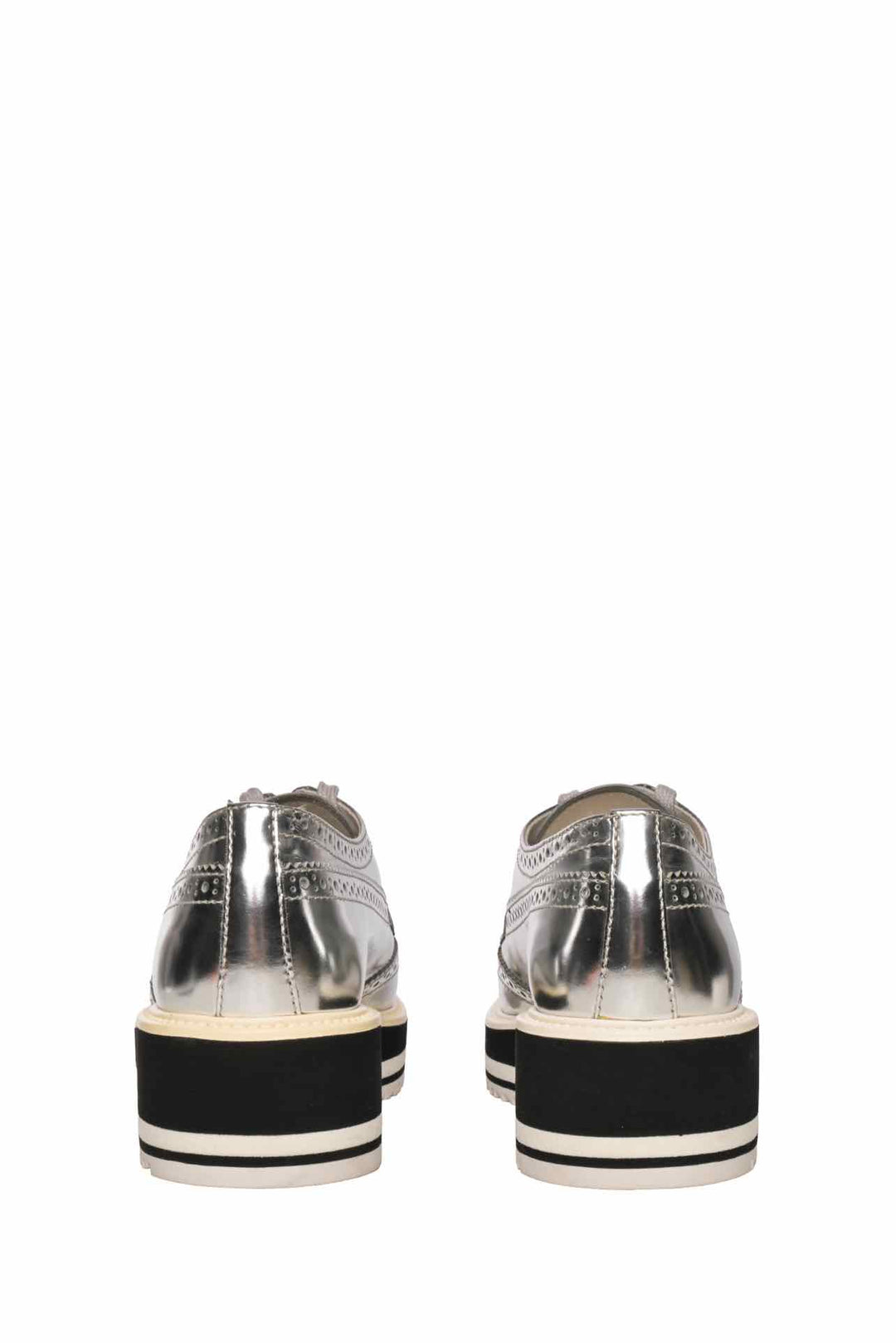 Prada Metallic Leather Brogue Oxford Flats