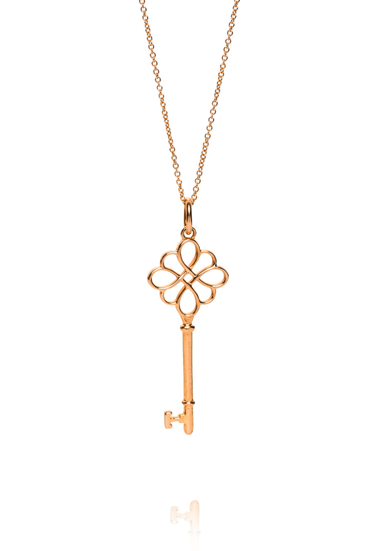 Tiffany & Co 18K Yellow Gold Knot Key Pendant Necklace