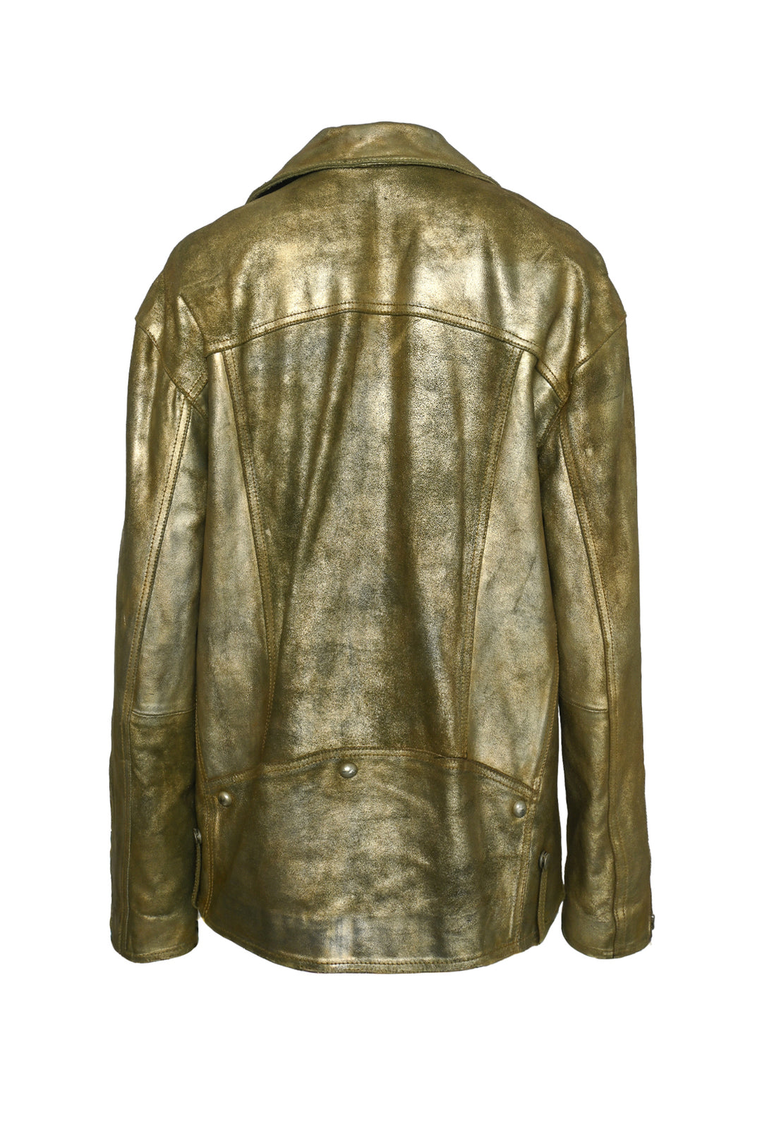 We The Free People Size L Leather Distressed Metallic Jacket