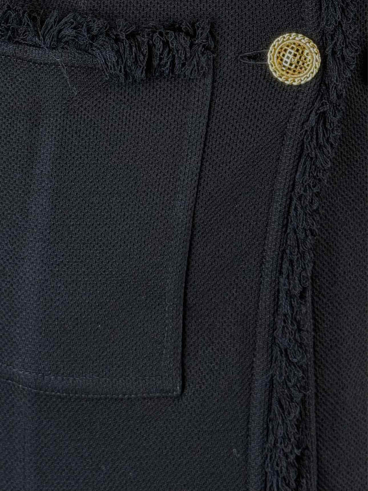 St. John Size 8 Knit Fringe Trim Coat