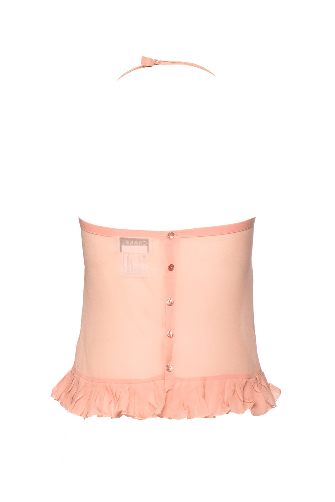 Chanel Size S 2003 Embellished & Ruffle Silk Halter Top