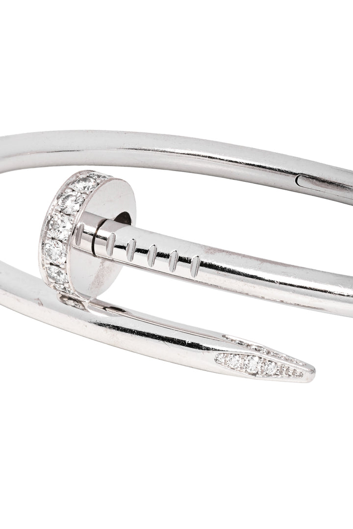 Cartier Size 17 2013 18K White Gold Juste Un Clou Diamond Bracelet