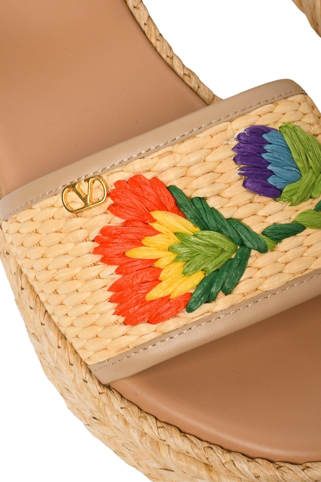 Valentino Size 35 Bribri Woven Floral Raffia Platform Espadrille Wedges