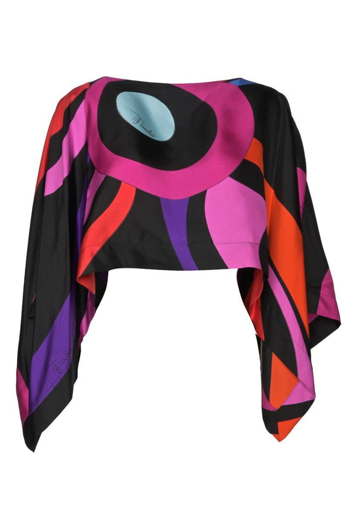 Pucci Size 6 Multi-Colour Silk Cape