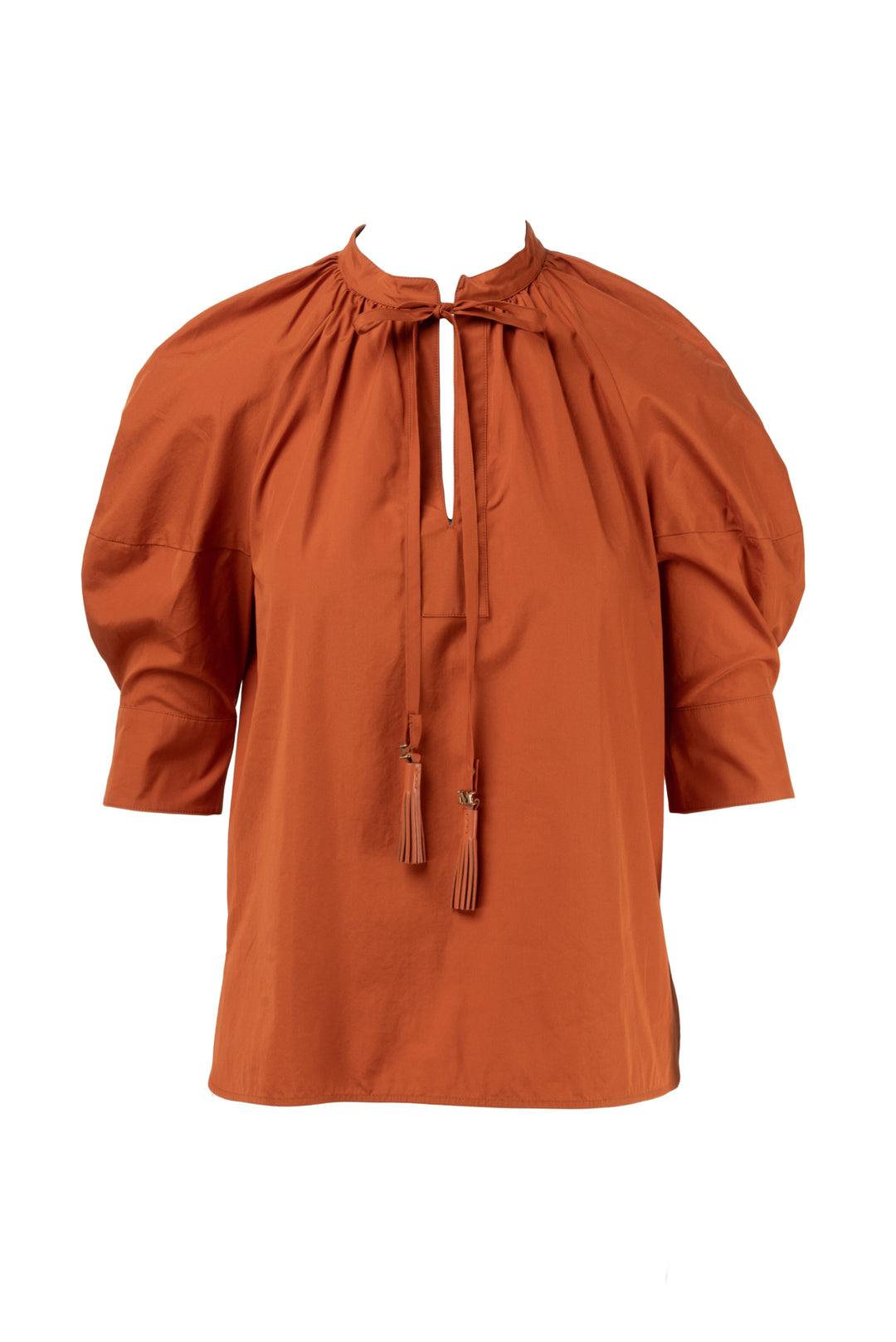 Maxmara Size 2 Carpi Lantern Sleeve Cotton Poplin Tops