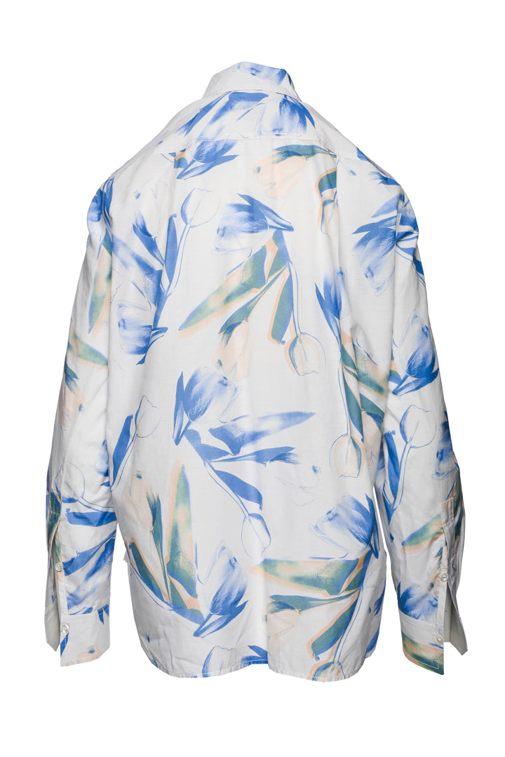 Paul Smith Size 42 Tulip Print Cotton & Silk Blend Blouse