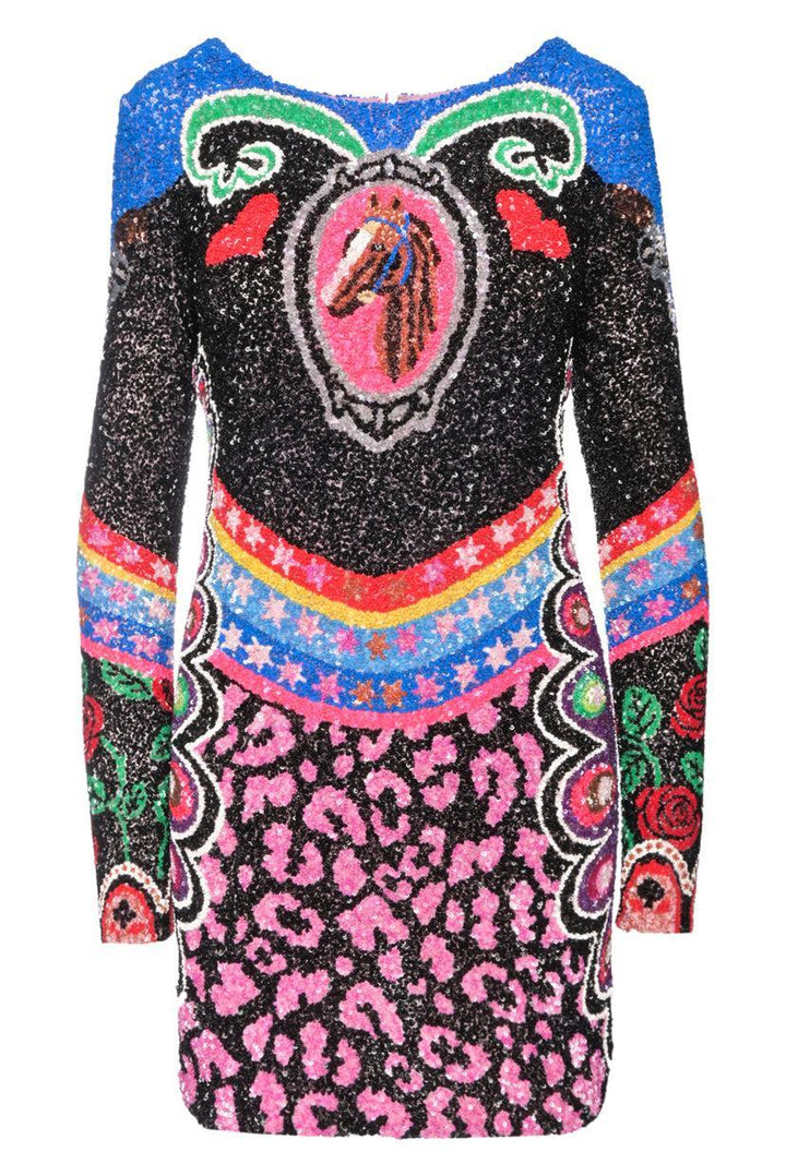 Manish Arora Size XS Horse & Leopard Sequin Long Sleeve Mini Dress