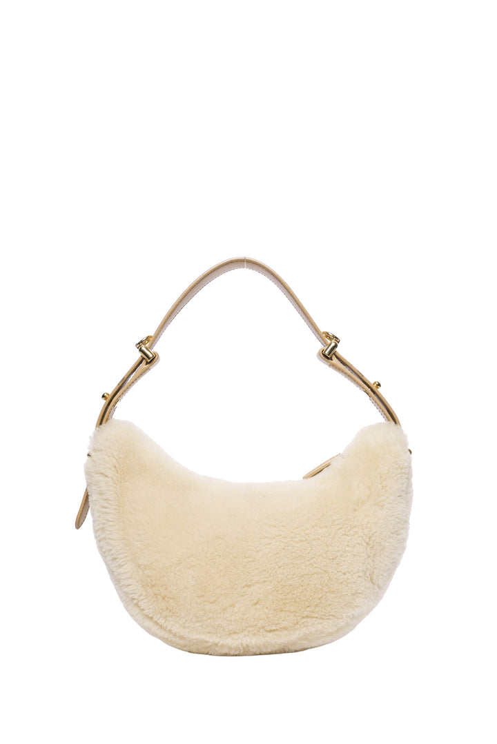 Prada Arque Shearling & Leather Shoulder Bag