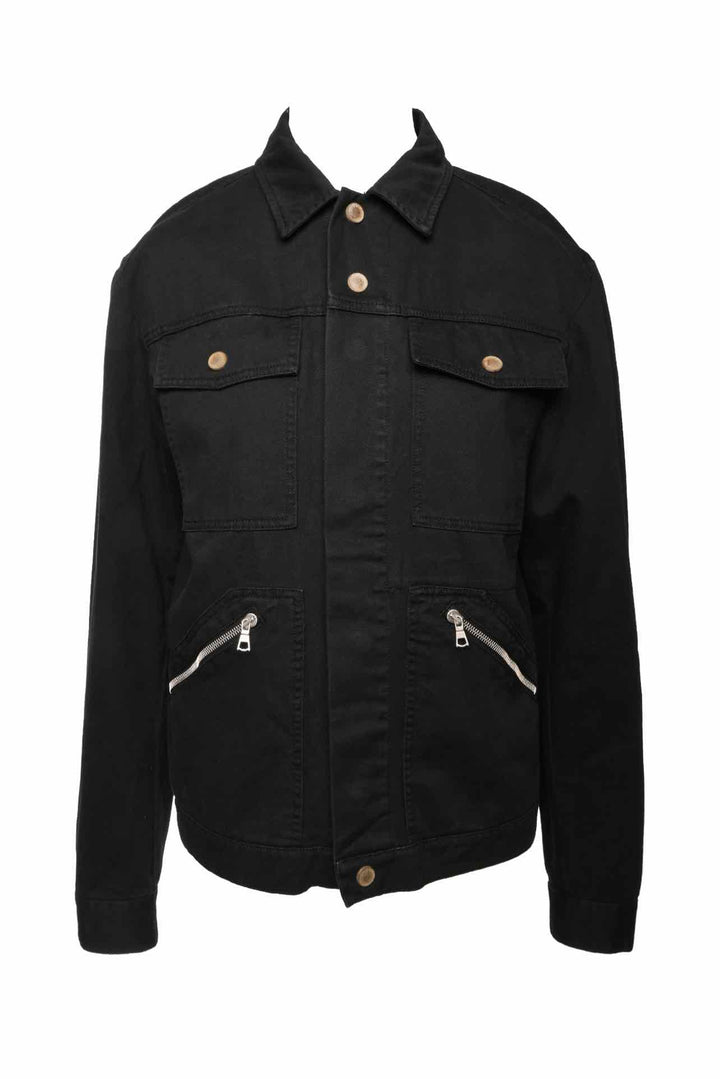 Palm Angels Size 46 Men's Curved Logo Denim Trucker Jacket