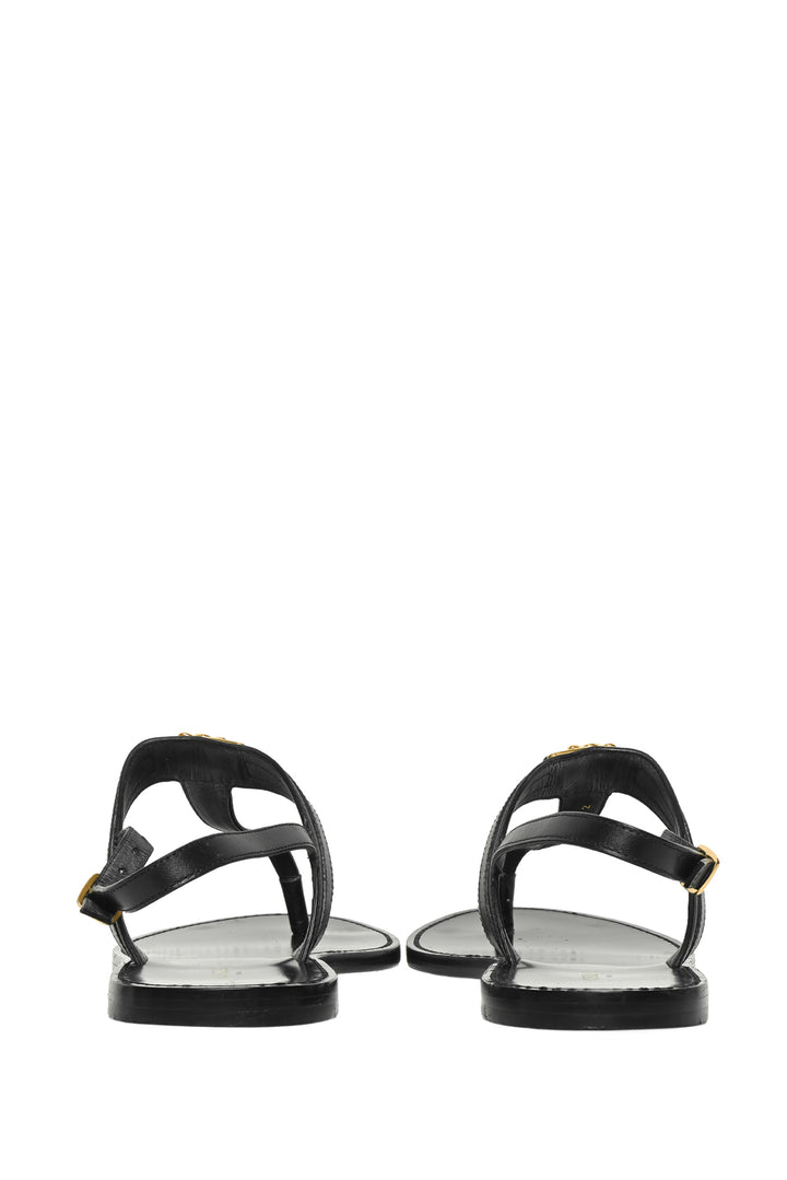 Celine Size 38 Leather Triomphe Thong Sandals