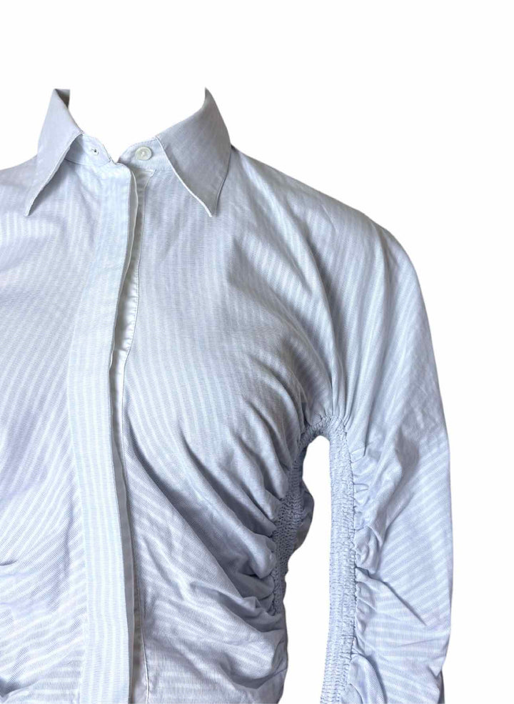 Celine Size 38 Striped Cotton Blouse
