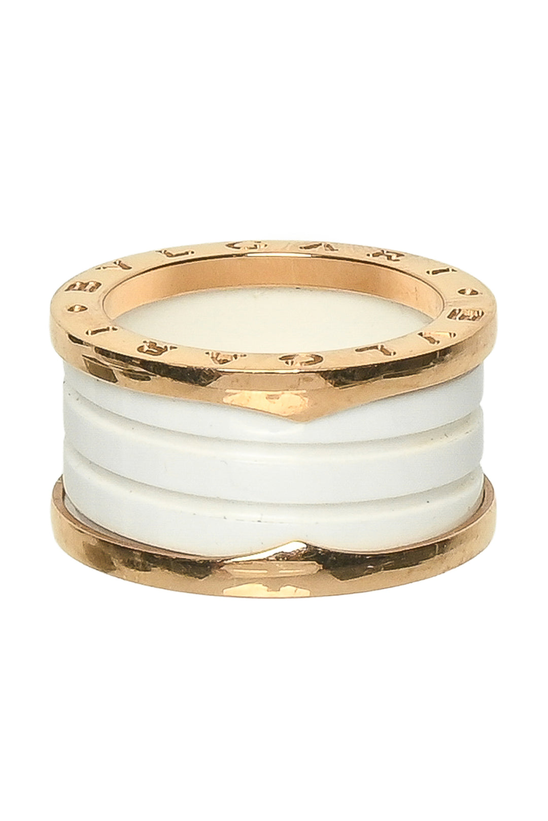 Bvlgari Size 6 B.zero1 Four Band 18K Rose Gold & Ceramic Ring