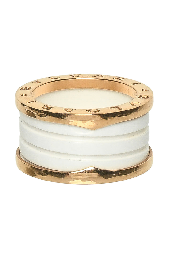 Bvlgari Size 6 B.zero1 Four Band 18K Rose Gold & Ceramic Ring