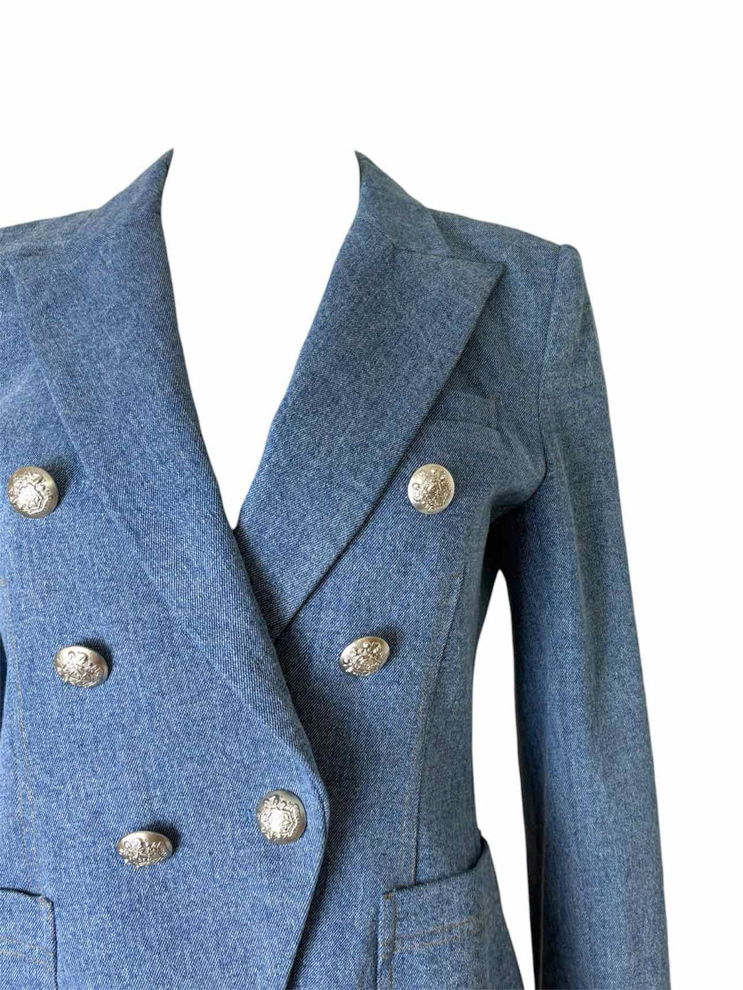 Veronica Beard Size 6 Miller Denim Dickey Double Breasted Blazer