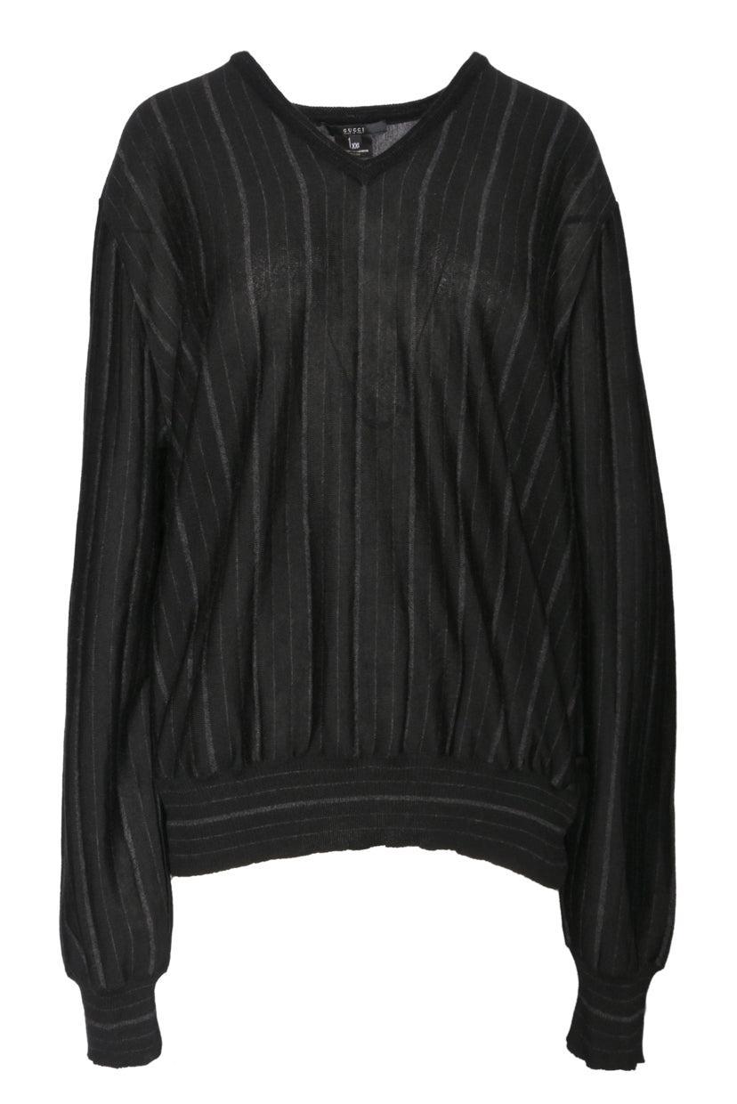 Gucci Size XXL Men's Striped V-Neck Cashmere Sweater
