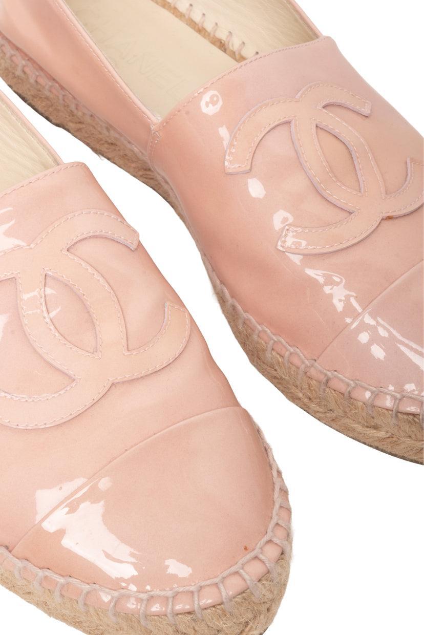 Chanel Size 36 Patent Leather Espadrille Flats