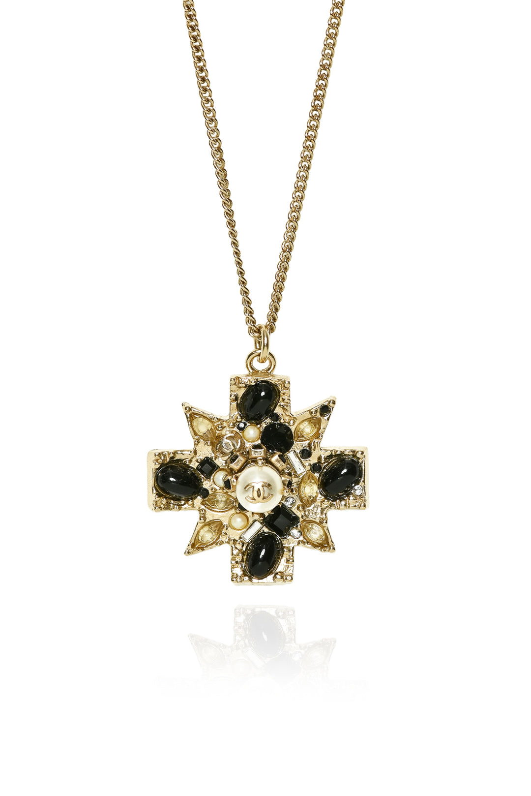 Chanel Faux Pearl & Crystal CC Necklace