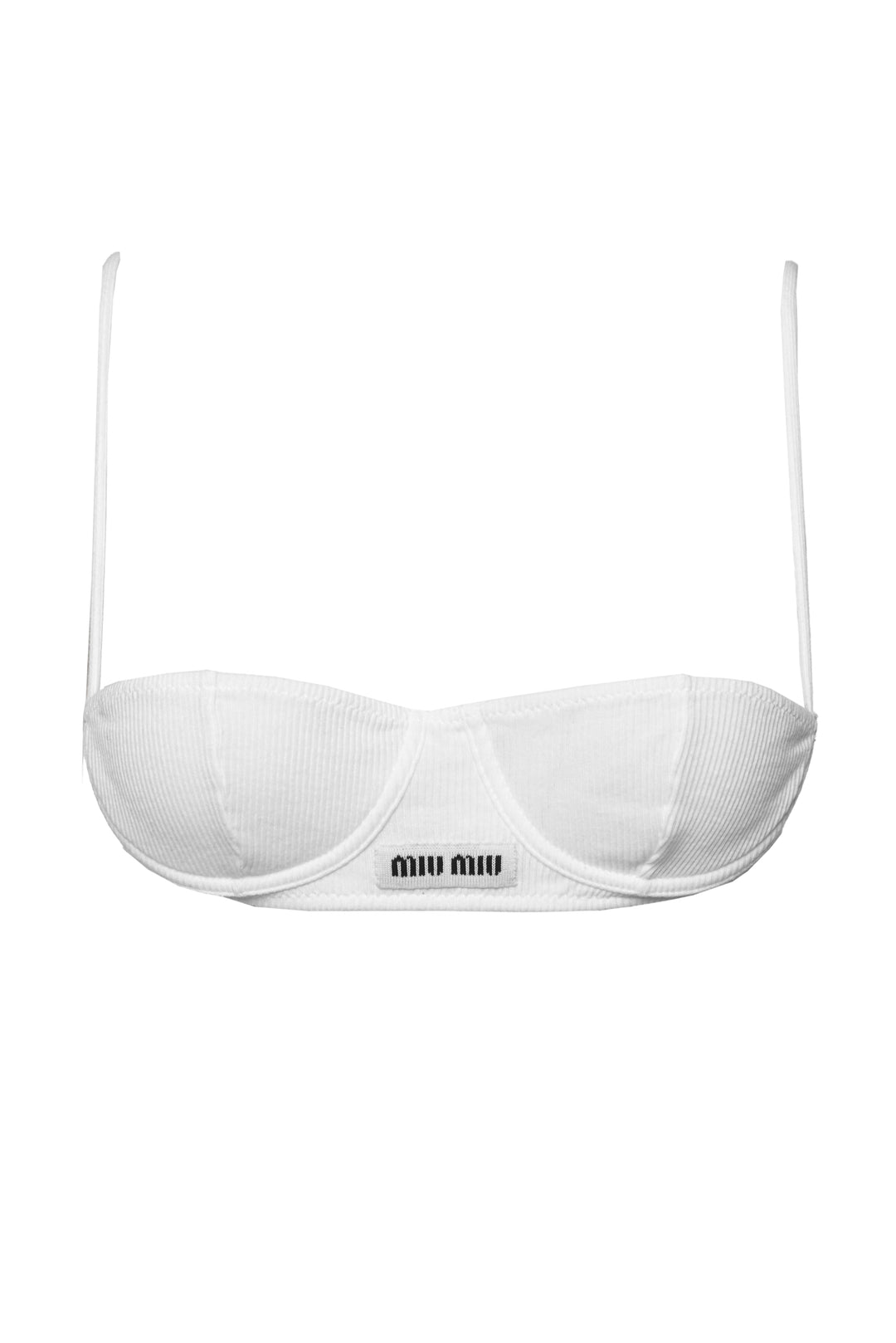 Miu Miu Size 1 Ribbed Cotton Knit Demi Bra