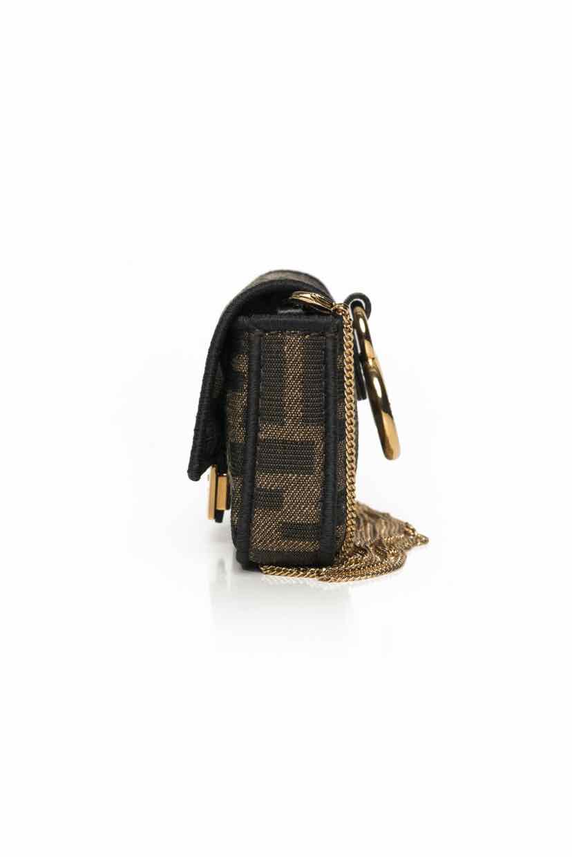 Fendi Zucca Nano Baguette Charm Chain Crossbody