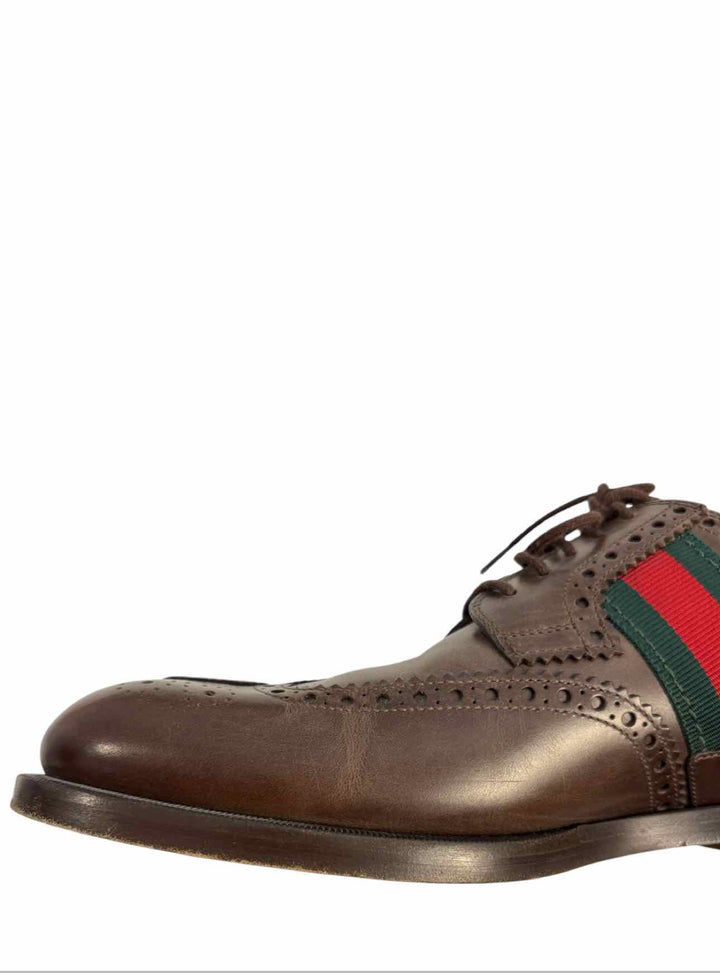 Gucci Floral Embroidered Web Brogue Size 10 Men's Shoes