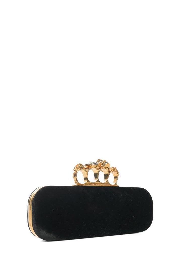 Alexander Mcqueen Velvet Jeweled Knuckle Box Clutch