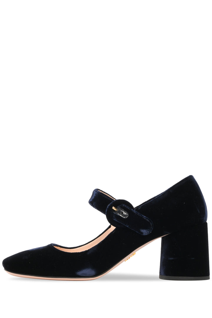 Prada Size 37.5 Velvet Mary Jane Pumps