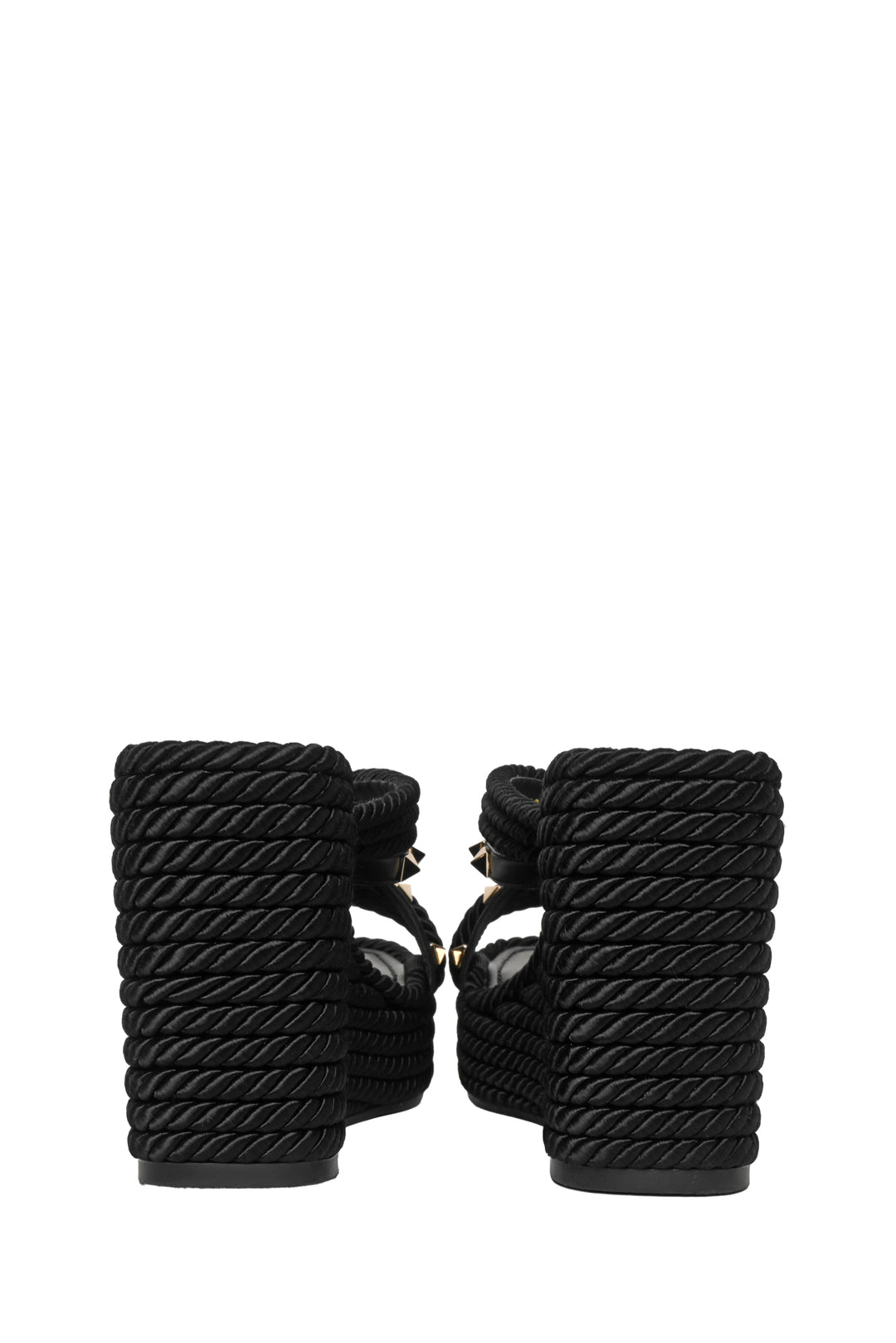 Valentino Size 38 Square Toe Pyramid Studded Espadrille Wedge Sandals