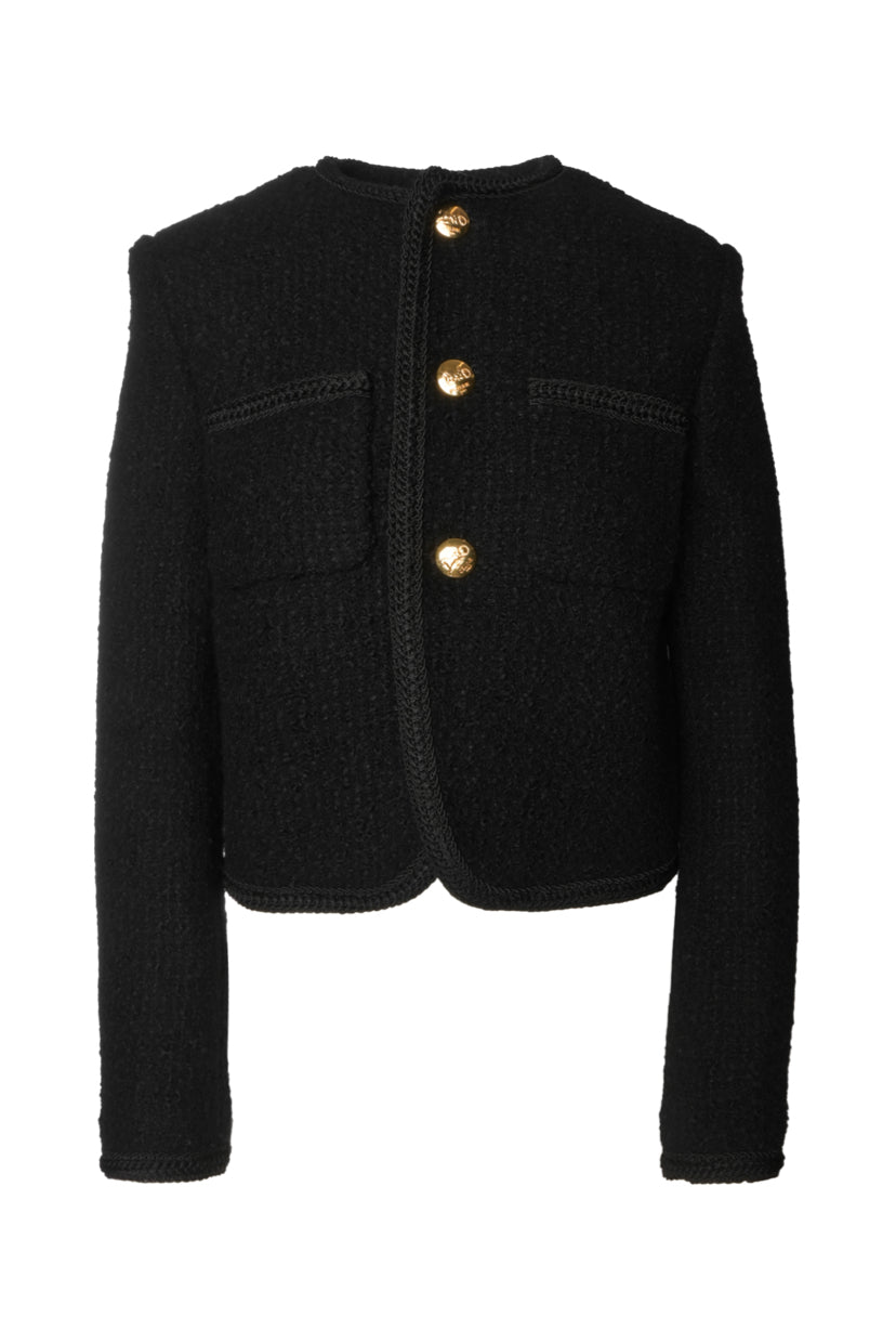 Celine Size 36 BouclÃ© Tweed Chasseur Jacket