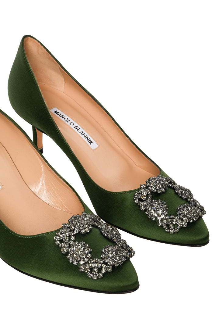 Manolo Blahnik Size 37 Hangisi Satin Pumps