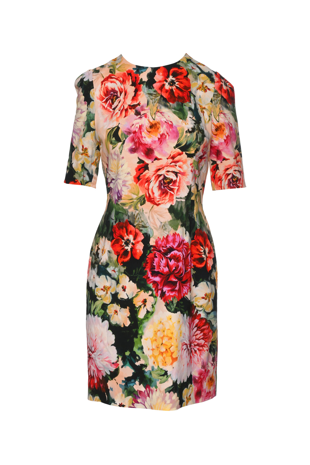 Dolce & Gabbana Size 44 Floral Short Sleeve Mini Dress
