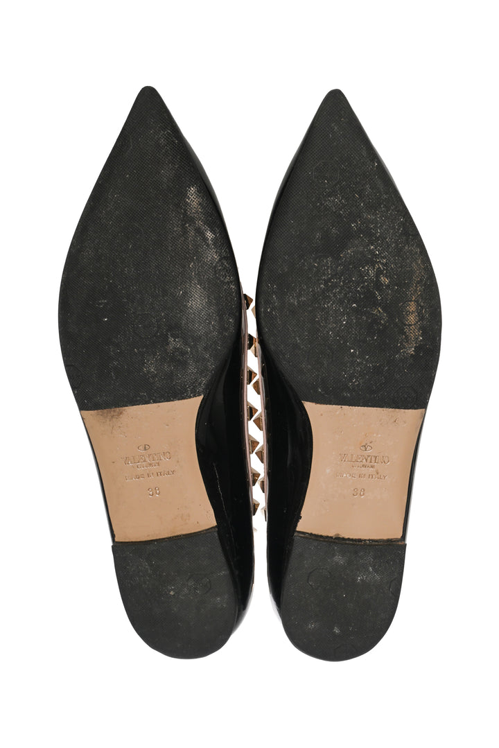 Valentino Size 38 Patent Rockstud Ballet Flats