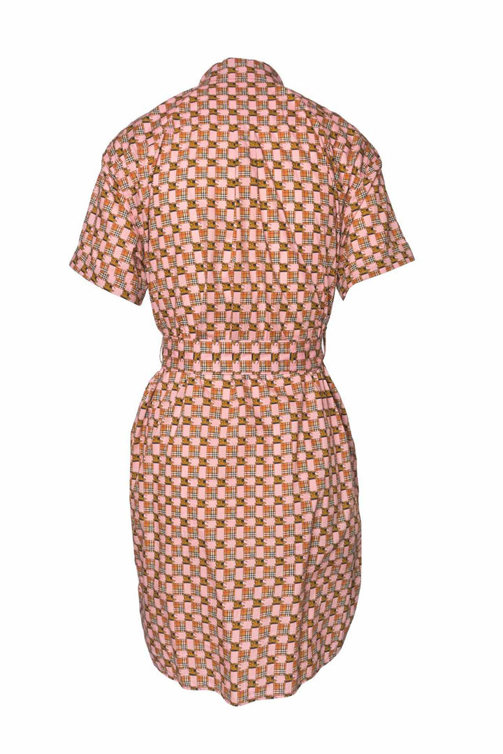 Burberry Size 2 Tiled Archive Print Cotton Shirt Dress