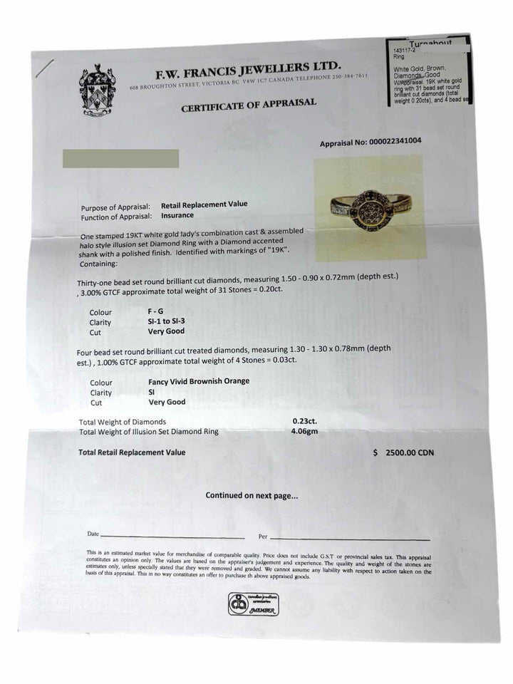 Size 7 19K Diamond Ring