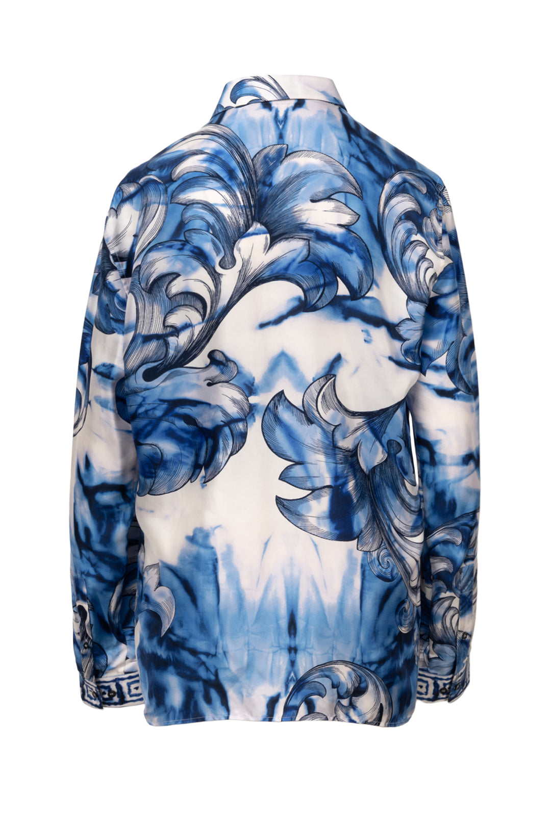 Versace Size L Men's Tie-Dye Baroque Silk Shirt Long Sleeve