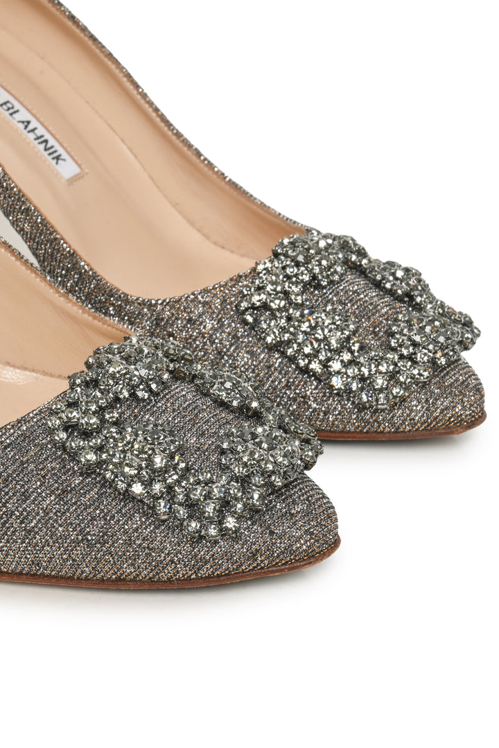 Manolo Blahnik Size 36 Hangisi Glitter Jewel Buckle Pumps